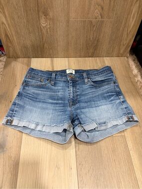 J. Crew Trademark Short Shorts Denim Merrill Wash Raw Cuffed Hem 28